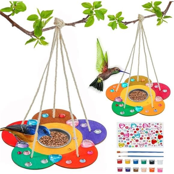 Kids Arts & Crafts Bird Feeders for Outside,2-Pack DIY Wooden Paint Kit Outdoor - Picture 1 of 6